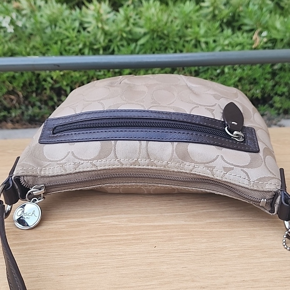 Coach Khaki Signature Sateen w/Front Pocket Top Zip Crossbody Bag - Picture 6 of 15